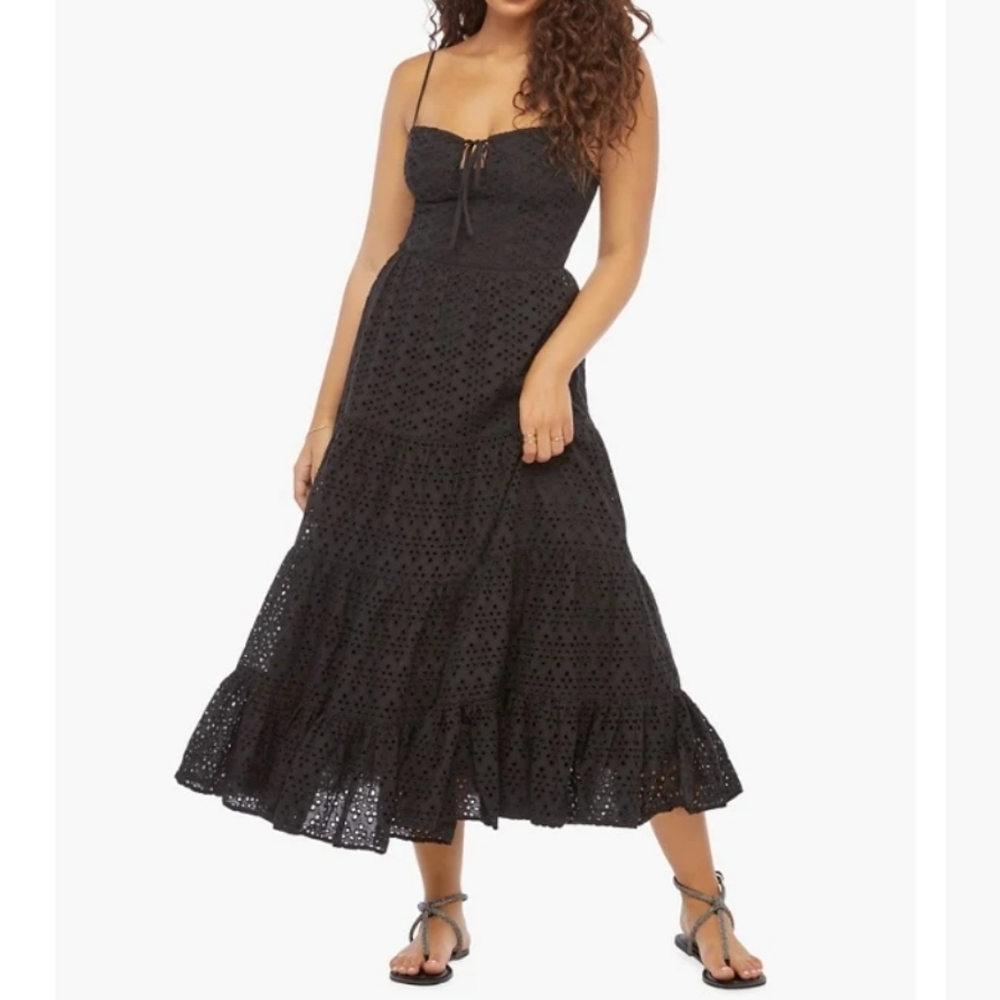 JustFab Black Eyelet Midi Dress